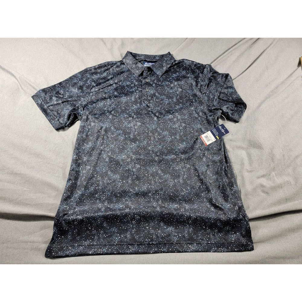 Ben Hogan Performance Polo Shirt M‎ Moisture Wicking UPF 15 Indigo Blue Abstract